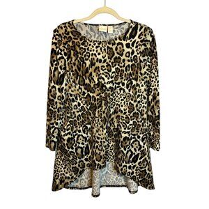 Chico's Blouse Women's Small‎ Petite Animal Print Tunic Leopard Chico's 0